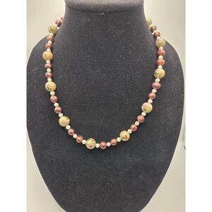 1853. Artisan Crafted Vintage Cloisonne and Pearl Necklace